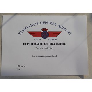 TCA BAU Certificate of Training Urkunde