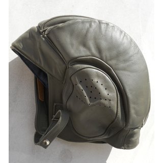Swiss Leather Tankers Helmet, olive