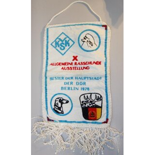 Typ1, 10. Allgemeine Rassehundeausstellung, Bester der Hauptstadt der DDR, Berlin 1976, ca. 15x23cm o. Fransen, selten