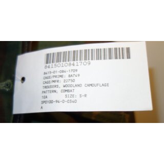 Small - Regular,  NATO 7583/6979, New with Label, 1994